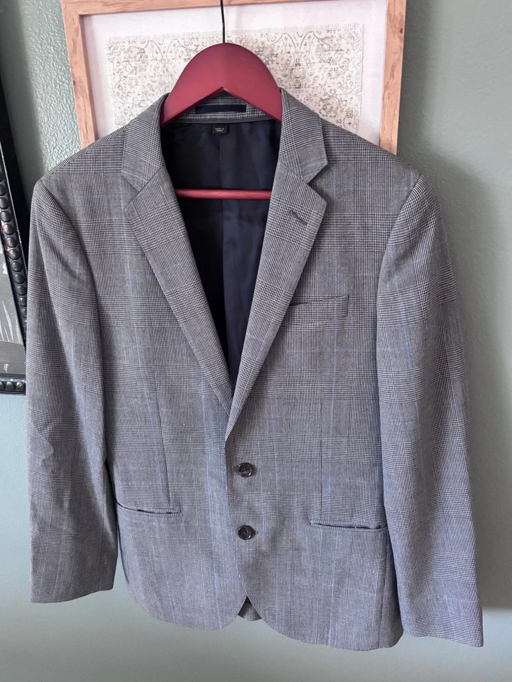J. Crew Gray Glen Plaid Sport Coat with Subtle Blue Windowpane